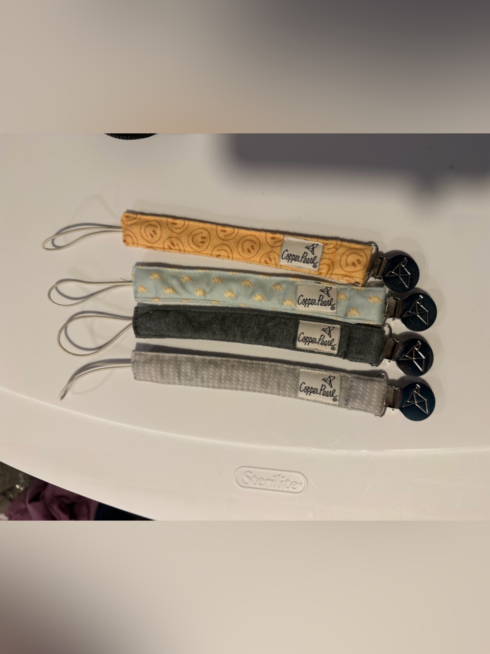 Copper Pearl Set of 4 Binky Clips
